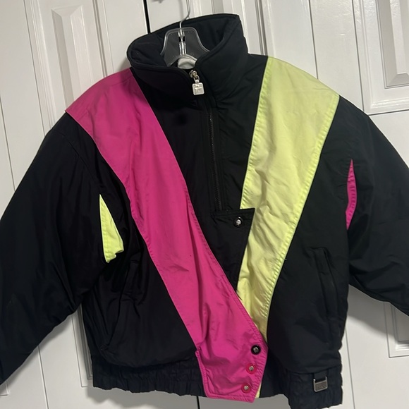 White Stag Neon Pink and Green Retro Ski Jacket - Picture 2 of 10